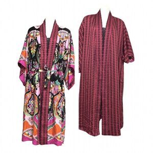 Rachel Zoe Kimono Duster Reversible Floral Print Kimono New Size Large